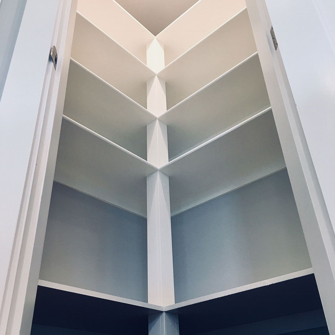 bright white corner closet